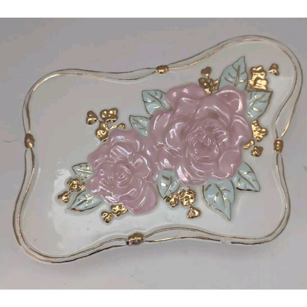 Vintage Mallory Ceramic Studio Jamar White Ceramic Covered Jewelry